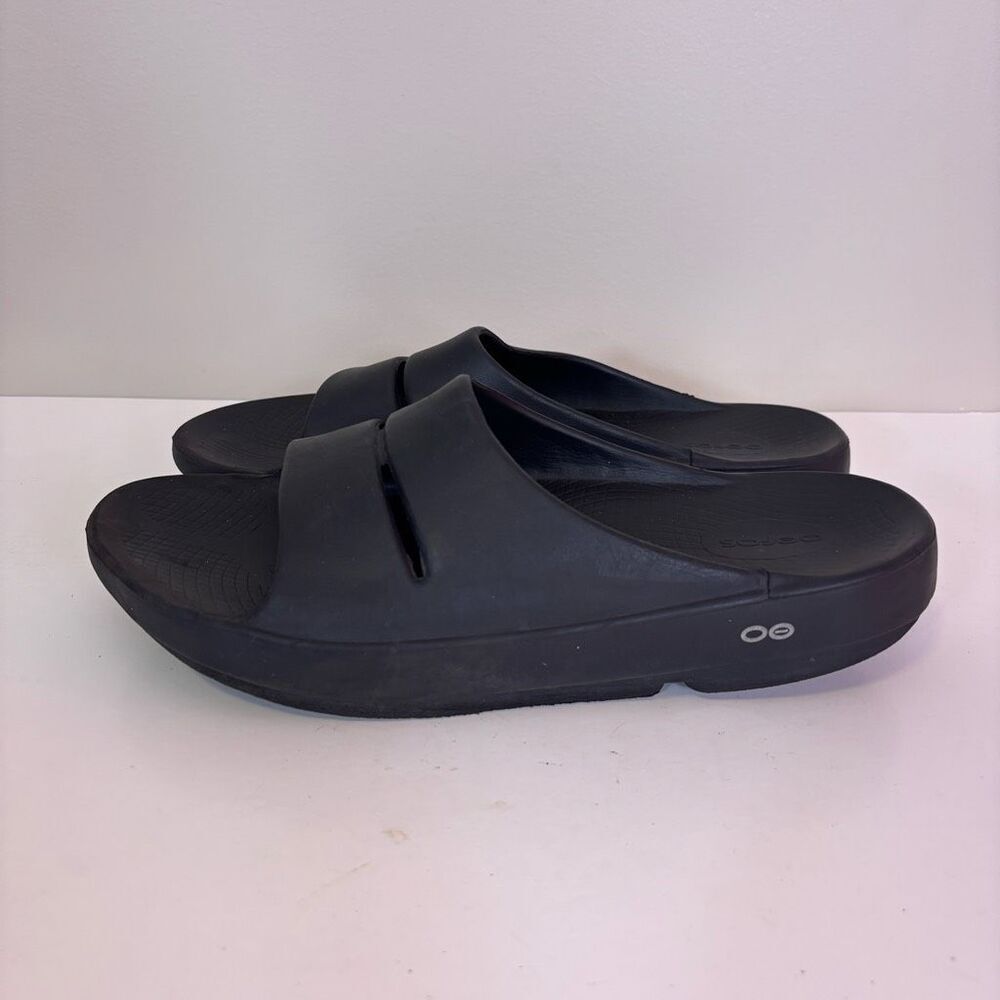 Oofos Men's Black Slide Comfort Sandals Men's 10,‎ Women's 12